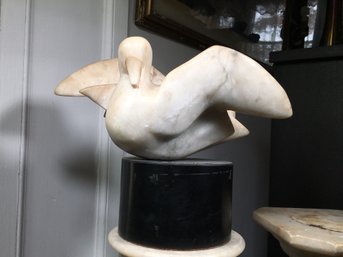 Lovely Vintage - Marble Carved Birds Sculpture With Label P CRIMINS - Very Nice But Damaged On Round Base