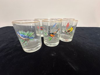 West Virginia Glass American Songbirds Rocks Glasses - Set Of 6