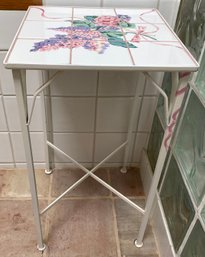 Metal And Tile Plant Stand