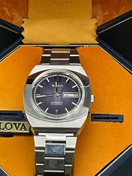 Bulova Men's Automatic Purple Dial  Wrist Watch. Works.