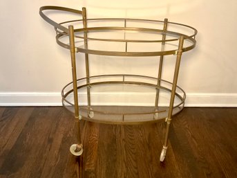 Vintage Mid-Century Brass & Glass Tea Cart