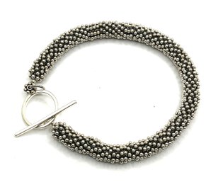 Vintage Sterling Silver Beaded Thick Rope Bracelet