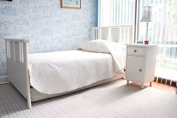 Pali White Twin Trundle Slat Bed With Mattress Made In Italy