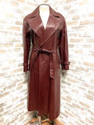 Absolutely Incredible Vintage Burgundy Leather Trench By Etienne Aigner