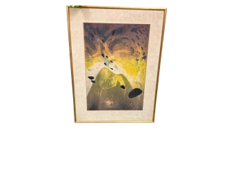 Framed Abstract 'volcano' Inspired Fine Art Print With Gold Leaf Frame