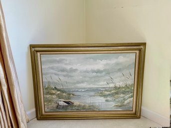 Vintage Ginger Wilson Ocean Landscape Original Oil Painting