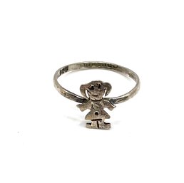 Vintage Mexican Sterling Silver Young Girl Ring, Size 5.5