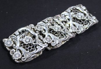 Large Heavy Sterling Silver Danecraft Link Floral Bracelet