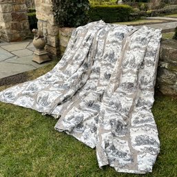 A Set Of 4 Custom Toile Draperies - Double Lined - Triple Pleat - Gorgeous