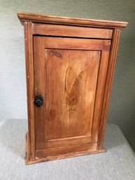 Lovely Antique English  Pine Hanging Cabinet With Original Key - Great Patina - Use In Bathroom ? Kitchen ?