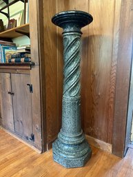 Green Marble Pedestal, Twisted Column, Octagonal Base