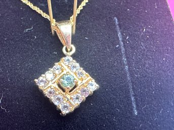 Gorgeous 14K Green Apatite & White Topaz With Yellow Gold Pendant