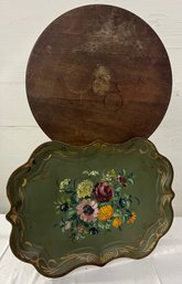 Painted Tole Tray And Tip Top Tea Table