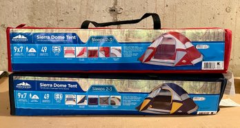 NIB Pair Of Sierra Dome Tents - Sleeps 2-3 - 9X7 - 46 Inch Peak Height 49Sq Ft Inside