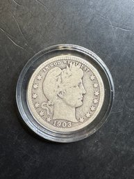 1903 Barber Silver Quarter