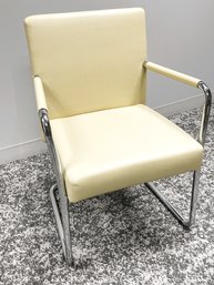 Steelcase Coalesse Cream Leather High Back Sled Base Chair-Lot 3