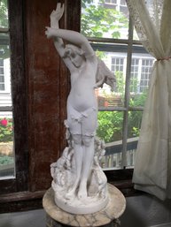 Incredible Large 34' All Hand Carved Marble Statue Of Beauty - Very Fine And Delicate Details - WOW !