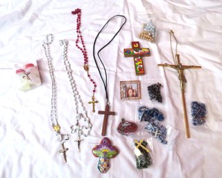 Religious Lot Of Crosses Rosaries