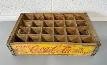 Vintage Yellow  Wood 24 Bottle Coca-Cola Crate