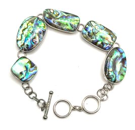 Beautiful Sterling Silver Abalone Linked Bracelet