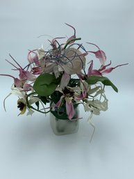 Faux Spider Lilies In Glass Vase