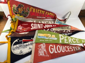 8 Vintage 1960s Souvenier Pennants