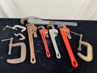 Pipe Wrench And Clamp Lot