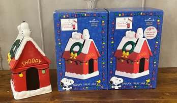 Set/2 Snoopy Treat Jars In The Original Packaging