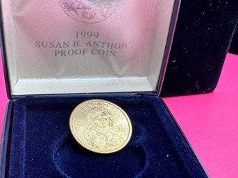 1999 Susan B Anthony Proof Dollar Coin  With COA And Original Box