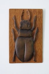 A Hand Carved Wooden Beetle Wall Art - 1969 - Talca Chile