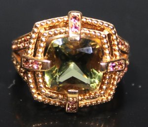 Genuine Gemstone Rose Gold Over Sterling Silver Ladies Dinner Ring Citrine Stone Size 6