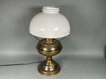 Vintage Brass & Milk Glass Shade Lamp