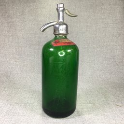 Fabulous Antique Green Seltzer Bottle - The Health Mineral Water Company - New York - Made In Czechoslovakia