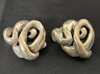 Abstract Modernest Clip On Earrings - Marked 925 - Signed GW  30grams