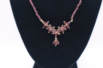 Gold Tone With Purple Crystals Necklace
