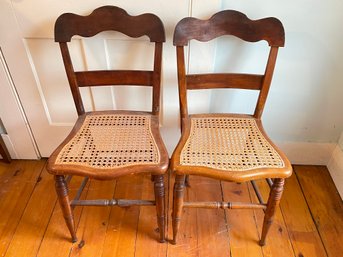 Pair Of Antique Chairs With Cane Seat