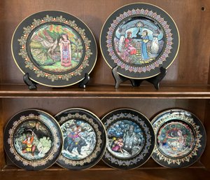 Vintage Villeroy & Boch Set Of Six Beautiful Russian Themed Ceramic Hand Painted Plates