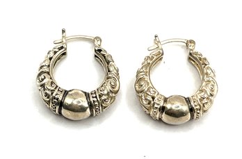 Vintage Silpada Designer Sterling Silver Ornate Hoop Earrings