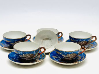 Vintage Geisha Dragonware Porcelain Teacups & Saucers