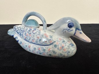 Vintage Ceramic Duck Hand Painted Tea Pot