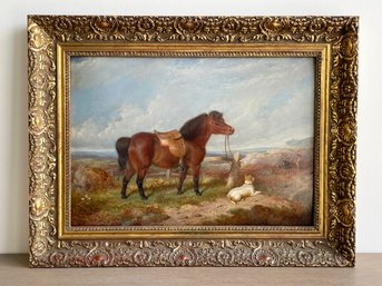 A Vintage Oil On Canvas, Equestrian Scene, Unsigned