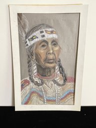Pastel Of Native American Woman In Matt