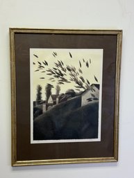 Pencil Signed Robert Kipniss 'Flying Leaves' 1971 Lithograph