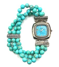 Vintage Sterling Silver Turquoise Beaded Ecclissi Designer Watch