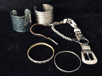 Mixed Silver Designer Dog Collar And Bangle Bracelet Lot