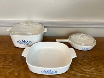 Trio Of Blue Flower Corning Ware Two With Lids (2 Of 2)