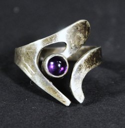 MCM Mid Century Modern Ladies Ring Abstract Modernist Amethyst Ring Size 6