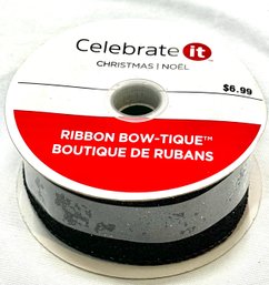 25ft Roll Of Celebrate It Wired Fabric Black Sparkly Ribbon