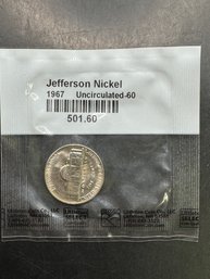 1967 Uncirculated Jefferson Nickel In Littleton Package