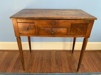 French Walnut Three Drawer Dressing Table With Mirror, First Half 19th Century